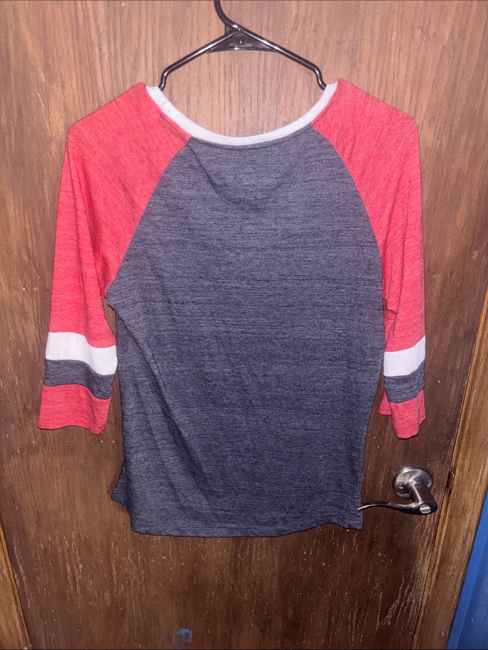 New Era Twins Raglan Long Sleeve Tee - Red, Gray, White - Picture 6 of 7